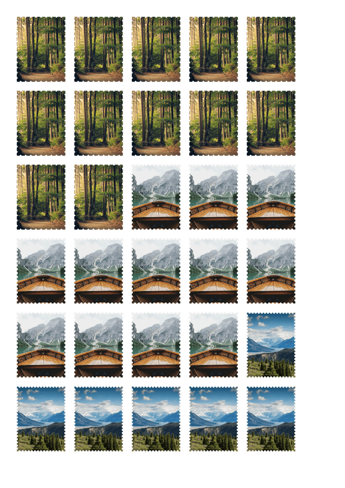 First page of an A4 stamp sheet PDF exported by Stampelier